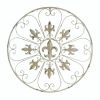 Round Fleur De Lis Wall Art Decor - Elegant Circular Metal Wall Hanging