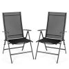 Set of 2 Adjustable Portable Patio Folding Dining Chair Recliners