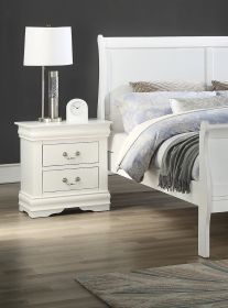 1pc White Finish Two Drawers Louis Philip Nightstand Solid Wood Contemporary & Simple Style