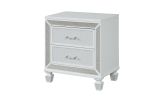 Crystal Modern Style 2-Drawer Nightstand Made with Wood Finished in White