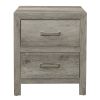 Transitional Aesthetic Bedroom Nightstand Faux Wood Veneer Weathered Gray Finish Nickel Hardware Bed Side Table