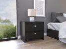 Idaly Nightstand; Superior Top; Two Drawers -Black