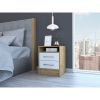 Eter Nightstand; Superior Top; Two Drawers -White / Light Oak