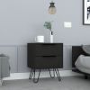 Augusta 2 Nightstand; Four Legs; Two Drawers -Black