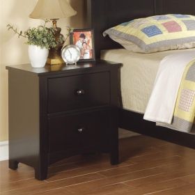 Black Finish Nightstand 2-Drawers Pine Veneer MDF Wooden 1pc Modern Nightstand