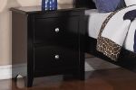 Bedroom Bed Side Table 1x Nightstand Black Color Wooden 2 Drawers Table