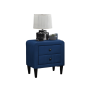 Navy Blue Color Velvet Gorgeous 1pc Nightstand Bedside Table 2x Drawers Bedroom Furniture Sleek Design Tempered Legs