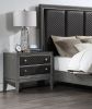 Modern Styling Bedroom 1pc Nightstand of 2 Drawers Faux Leather Upholstered Gray Classic Design Wooden Furniture