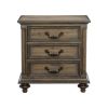 Traditional Vintage Style 1pc Nightstand of 3 Drawers Metal Hardware Weathered Pecan Finish Classic Bedroom Furniture