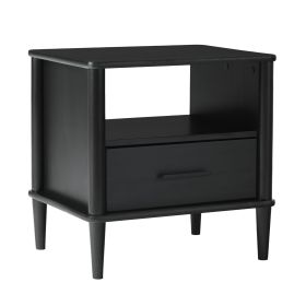 Transitional Solid Wood Spindle Nightstand ��� Black