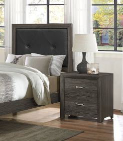 Dark Gray Finish Nightstand 1pc Chrome Tone Handles Contemporary Design Bedroom Furniture Bed Side Table