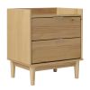 Mid-Century Modern 2-Drawer Solid Wood Nightstand ��� Natural Pine