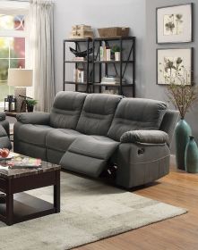 Contemporary Motion Sofa 1pc Couch Metal Reclining Plush Cushion Living Room Furniture Slate Blue Breathable Leatherette Recliners