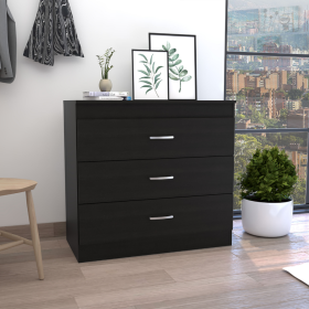 Three Drawer Dresser Lial, Superior Top, Metal Hardware, Black Wengue Finish