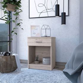 Nightstand Coco, Single Drawer, Lower Shelf, Light Gray Finish