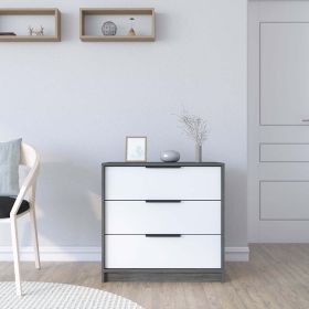 3 Drawers Dresser Maryland, Superior Top, Smokey Oak / White Finish