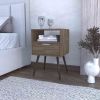 Nightstand Fugaz, Open Shelf, Single Drawer, Dark Walnut Finish