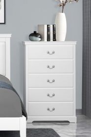 Classic Traditional 1pc Wooden Chest of 5 Drawers White Finish Bedroom Furniture