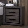 Gray 1pc Nightstand Bedroom Furniture Bedside Table 2-Drawers Two-tone Design w/ Black Trim Paper Veneer