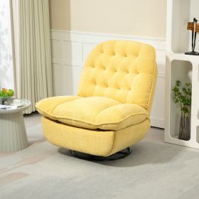 360�� Swivel Recliner Adjustable Chair Chenille Glider Swivel Reclining Sofa Chair with Black Metal Round Base - Yellow