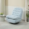 360�� Swivel Recliner Adjustable Chair Chenille Glider Swivel Reclining Sofa Chair with Black Metal Round Base - Blue