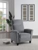 1pc Push Back Reclining Chair Plush Pillowtop Arms Gray Chenille Fabric Upholstery Solid Wood Modern Living Room Furniture