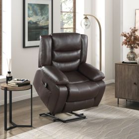 Modern Living room Furniture 1pc Power Lift Chair Faux Leather Upholstery Dark Brown Power Recliner Chair