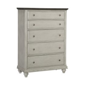 Classic Light Gray Finish 1pc Chest of 5x Drawers Dark Brown Top Modern Farmhouse Design Bedroom Furniture