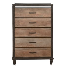 Modern Rustic Style 1pc Chest of 5x Drawers 2-Tone Finish Wooden Bedroom Furniture