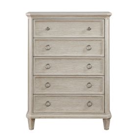 Traditional Design Bedroom Furniture 1pc Chest of 5x Drawers Light Brownish-Gray Finish Clipped Corners