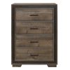 Rustic Dark Ebony Finish 1pc Chest of 4 Drawers Wooden Bedroom Modern Furniture Mahogany Finished Wood Planks