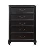 Charcoal Brown Finish Traditional Bedroom Furniture 1pc Chest of 5 Drawers Antique Handles Classic Design