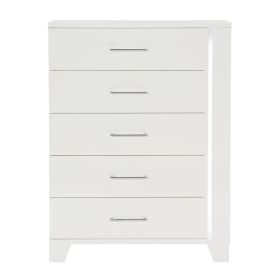 White High Gloss Finish Modern Bedroom 1pc Storage Chest of Drawers LED Light Strip Wooden Furniture