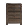 Rustic Dark Brown Finish Bedroom Furniture 1pc Chest of 5 Drawers Planked Framing Wooden Storage Chest