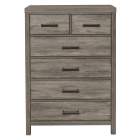 Rustic Style Bedroom Chest of 6 Drawers Gray Finish Premium Melamine Laminate Wooden Furniture 1pc