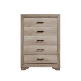 1pc Natural Finish Bedroom Chest of 5 Drawers w Black Hardware Bedroom Furniture Contemporary Design