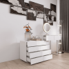 Extended Desktop 10 Drawers Chest of Drawer without Handle White Color Vanity