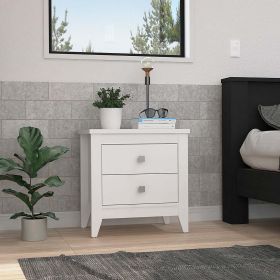 DEPOT E-SHOP Oasis Nightstand, Two Drawers, Four Legs, Superior Top, White