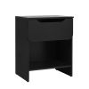 Modern Minimalist 1-Drawer Nightstand with Cubby ��� Black