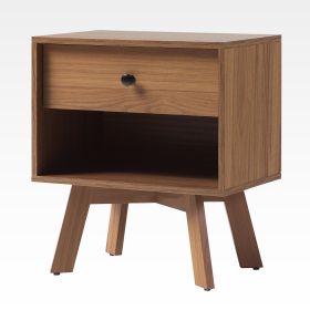 Mid-Century Modern Minimalist 1-Drawer Nightstand ��� Mocha