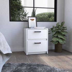 DEPOT E-SHOP Bethel 2 Drawers Nightstand with Handles, White