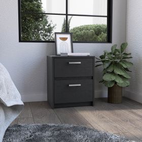 DEPOT E-SHOP Bethel 2 Drawers Nightstand with Handles, Black