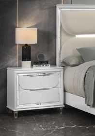 1pc Contemporary Nightstand End Table with Two Storage Drawers White Cream Finish Bedroom Wooden Furniture