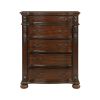 Classic Traditional 1pc Chest of 5 Drawers Cherry Finish Formal Bedroom Furniture Carving Wood Design