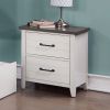 White Color Nightstand Bedroom 1pc Nightstand Solid wood Black Appliance Pull 2-Drawers bedside Table Gray Top, Two Tone Finish