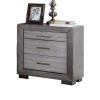 Gray Color Nightstand Bedroom 1pc Nightstand Solid wood Bar Handles 3-Drawers bedside Table Metal Bracket Legs USB Ports