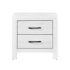 Modern White Finish 1pc Nightstand of 2x Drawers Black Hardware Wooden Bedroom Furniture