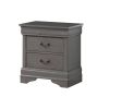 1pc Nightstand Gray Louis Philippe Solid wood English Dovetail Construction Antique Nickle Hanging Pulls