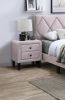 Light Pink Color Velvet Gorgeous 1pc Nightstand Bedside Table 2x Drawers Bedroom Furniture Sleek Design Tempered Legs