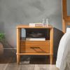 Transitional Solid Wood Spindle Nightstand ��� Caramel